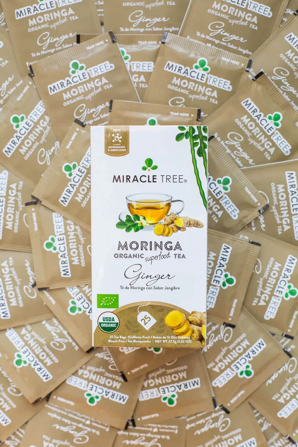 Organic Moringa Tea - Ginger - Caffeine-Free Herbal Tea-3