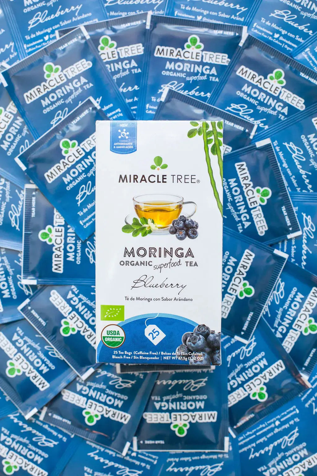 Organic Moringa Tea - Blueberry - Caffeine-Free Herbal Tea-3