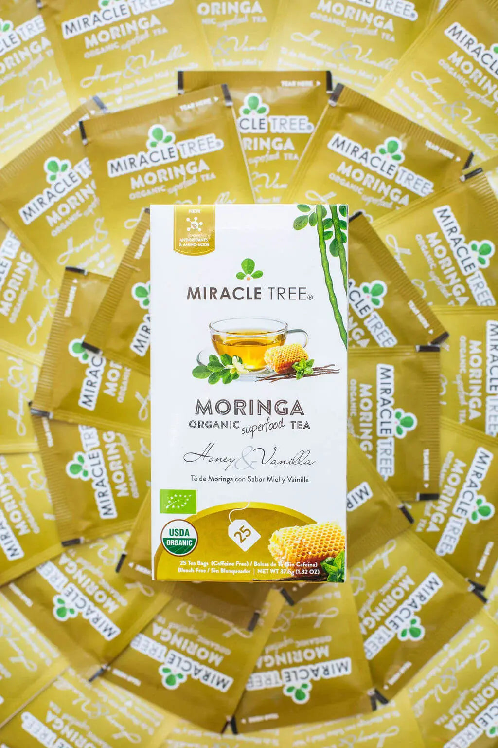 Organic Moringa Tea - Honey & Vanilla - Caffeine-Free Herbal Tea-3