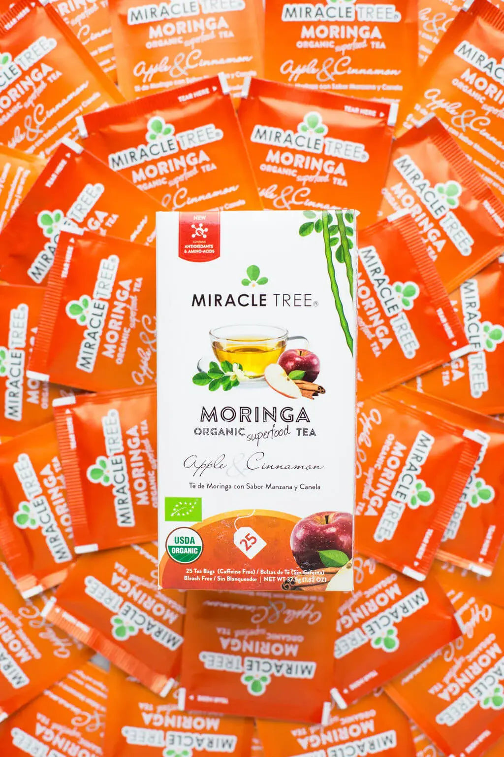 Organic Moringa Tea - Apple & Cinnamon - Caffeine-Free Herbal Tea-3