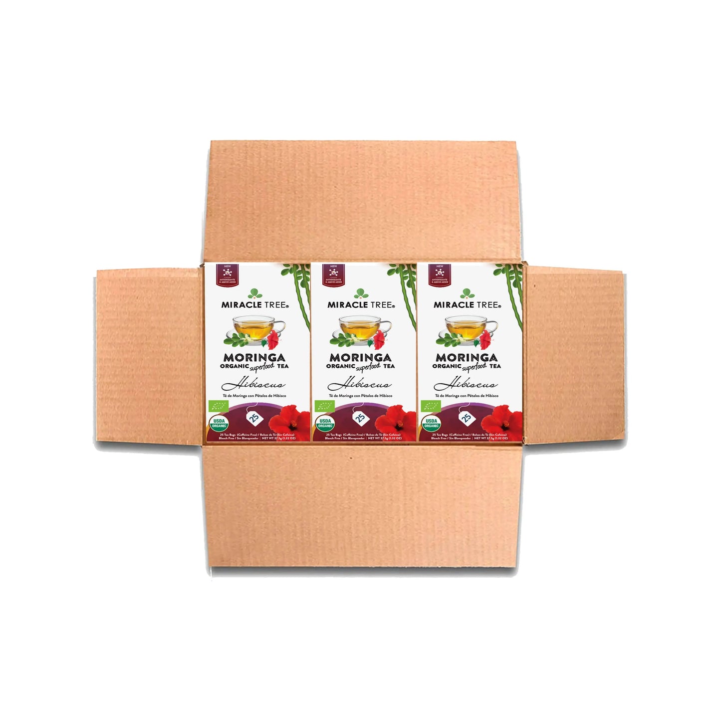 Organic Moringa Tea - Hibiscus - Caffeine-Free Herbal Tea-5
