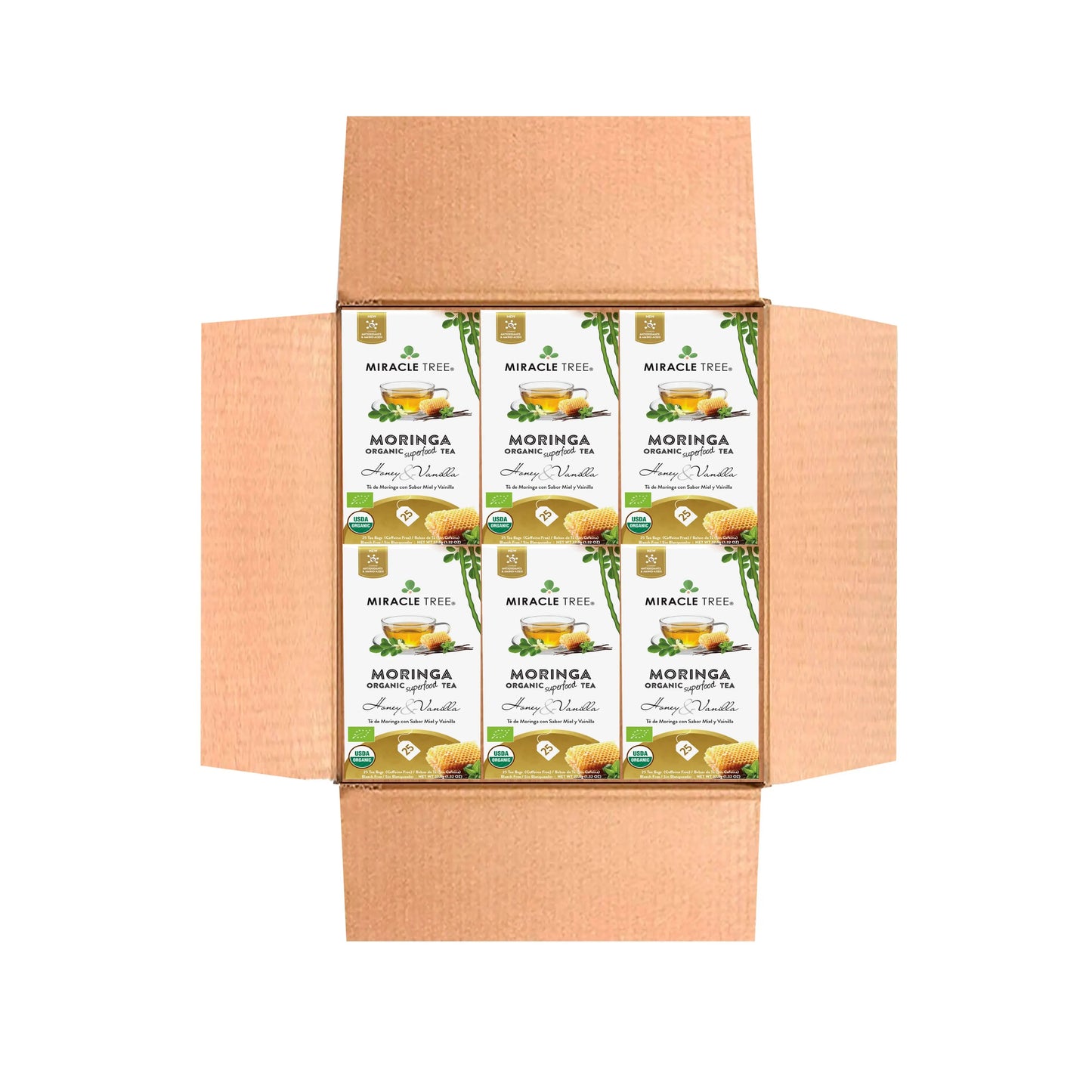 Organic Moringa Tea - Honey & Vanilla - Caffeine-Free Herbal Tea-6