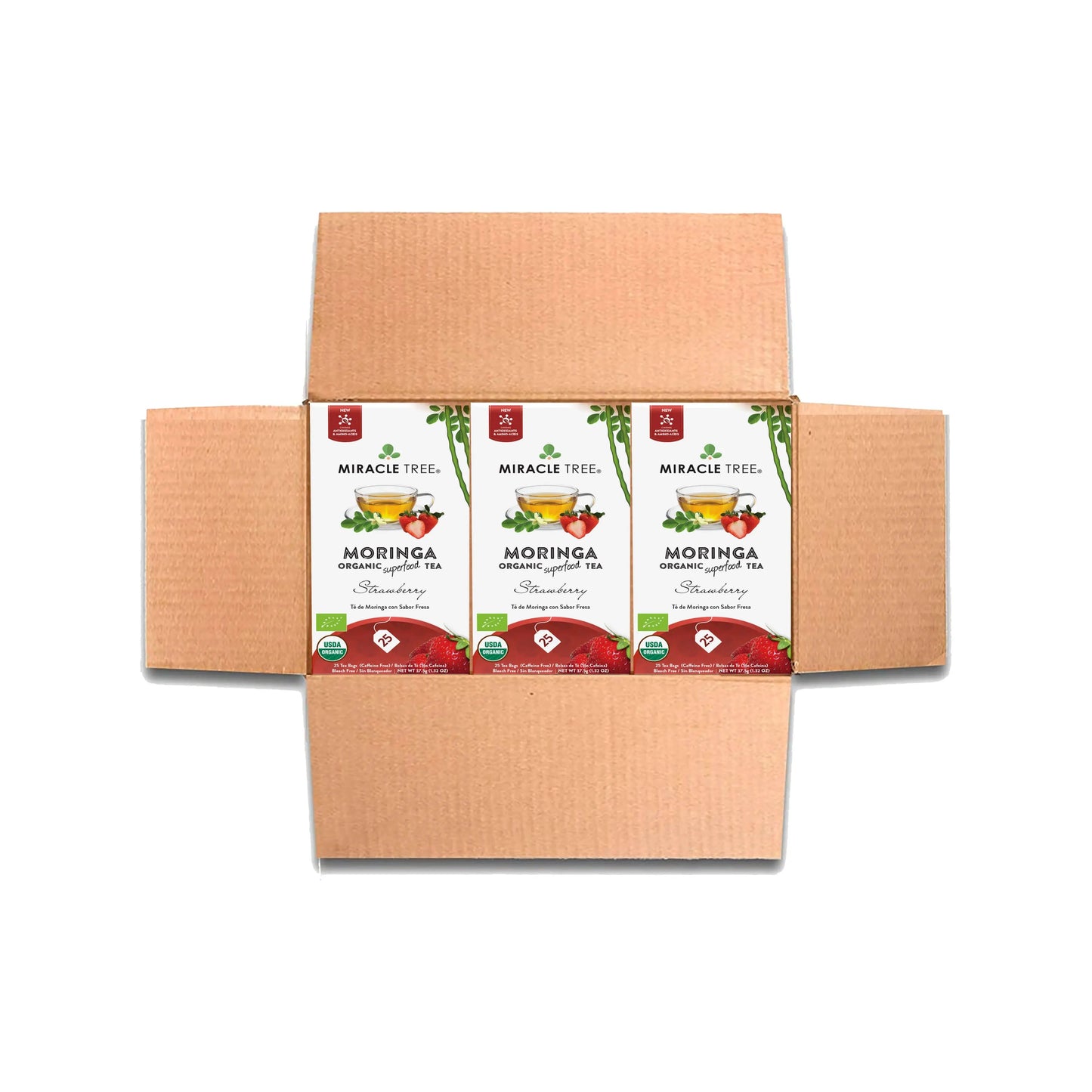 Organic Moringa Tea - Strawberry - Caffeine-Free Herbal Tea-5
