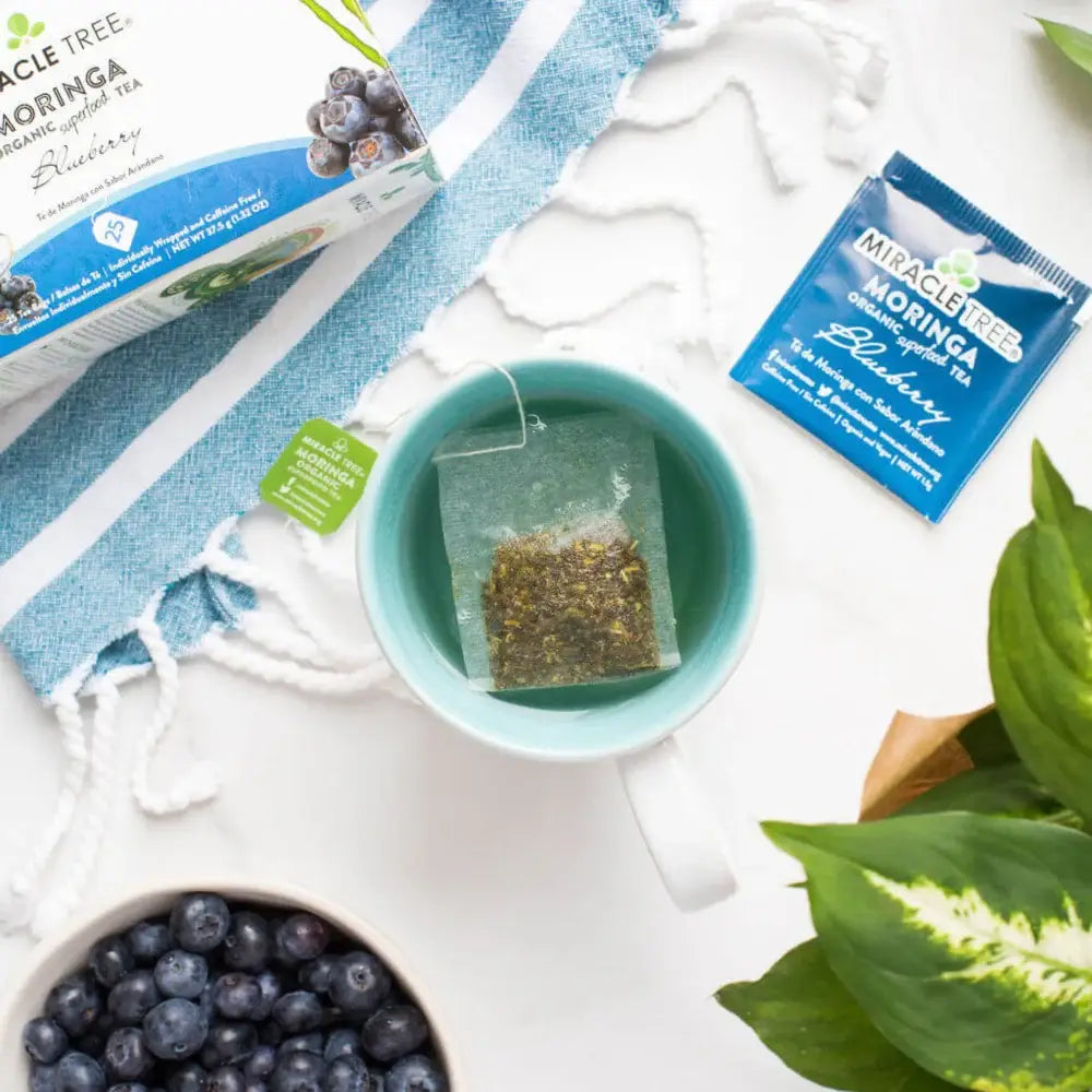 Organic Moringa Tea - Blueberry - Caffeine-Free Herbal Tea-2