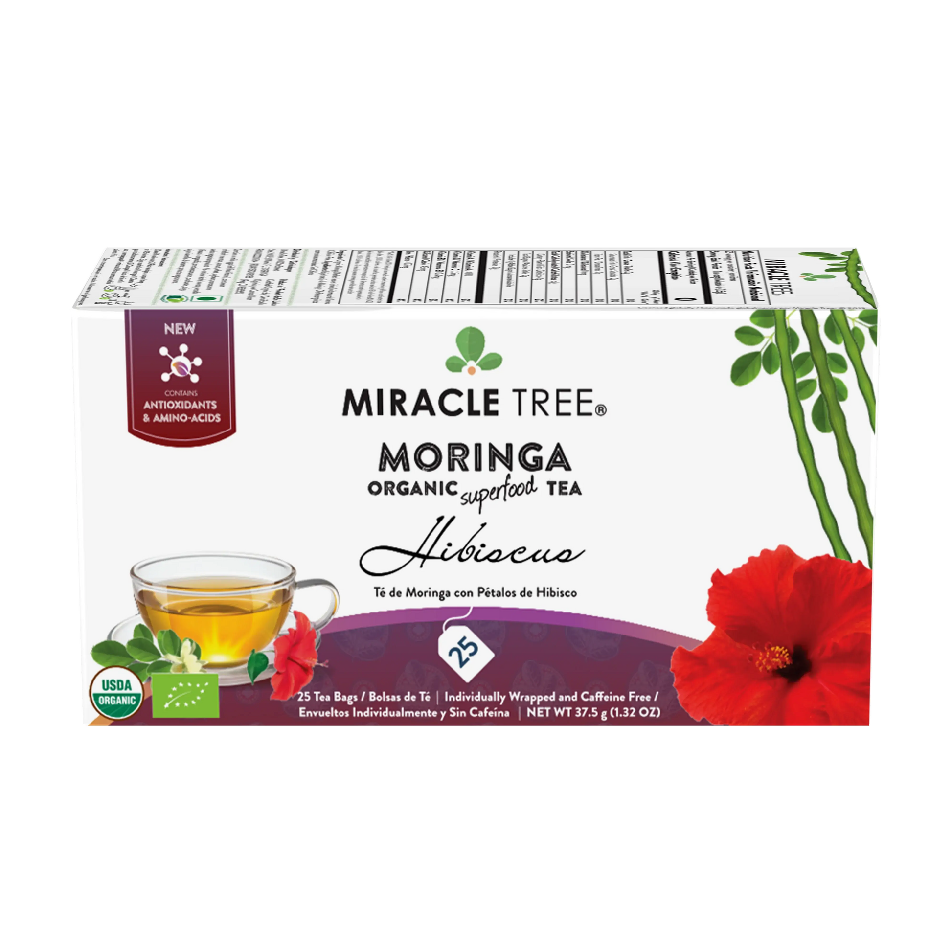 Organic Moringa Tea - Hibiscus - Caffeine-Free Herbal Tea-0