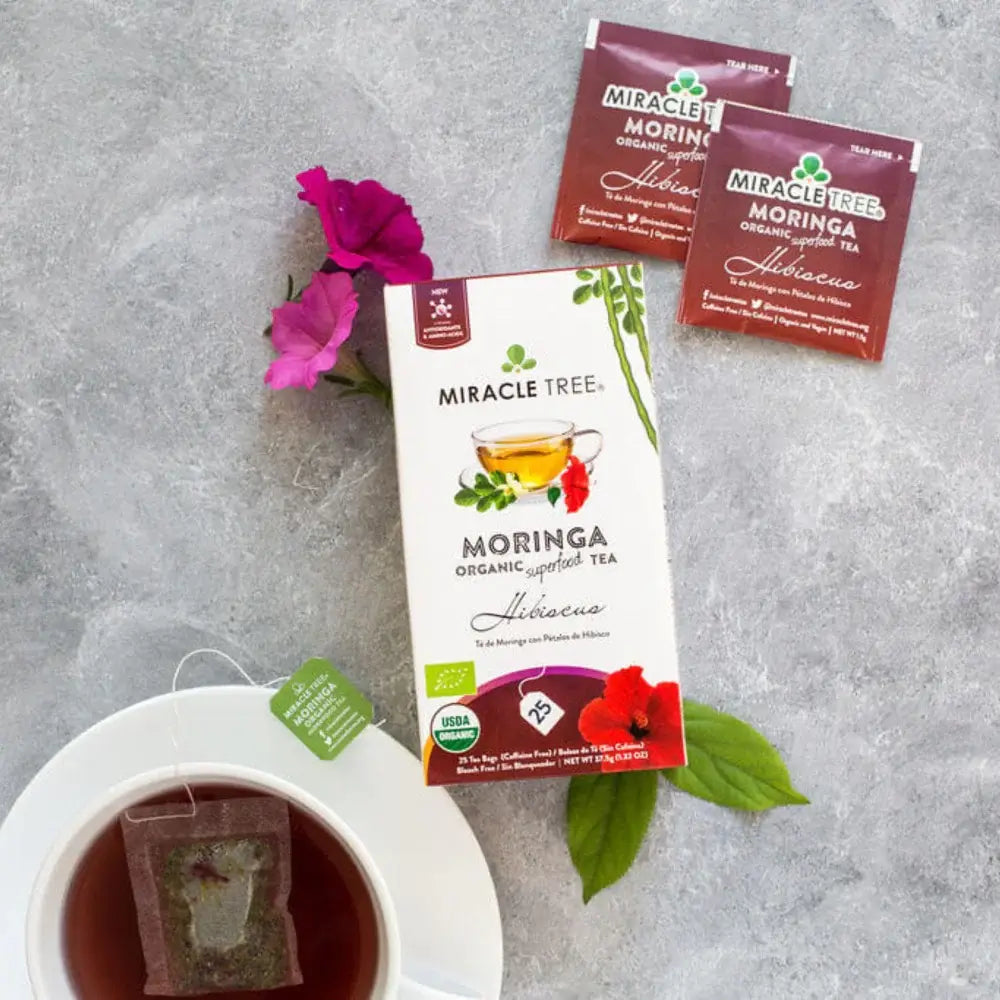 Organic Moringa Tea - Hibiscus - Caffeine-Free Herbal Tea-2