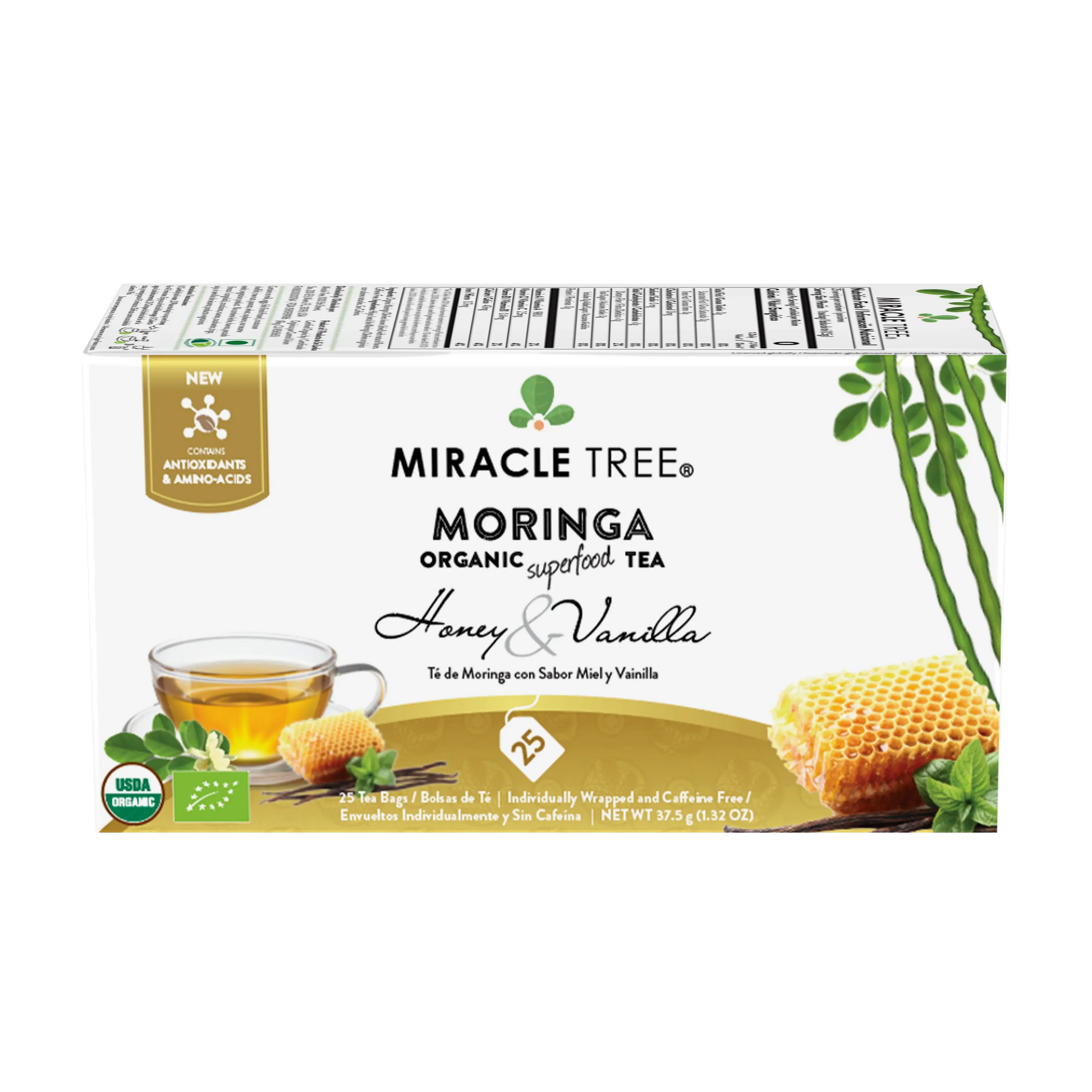Organic Moringa Tea - Honey & Vanilla - Caffeine-Free Herbal Tea-0