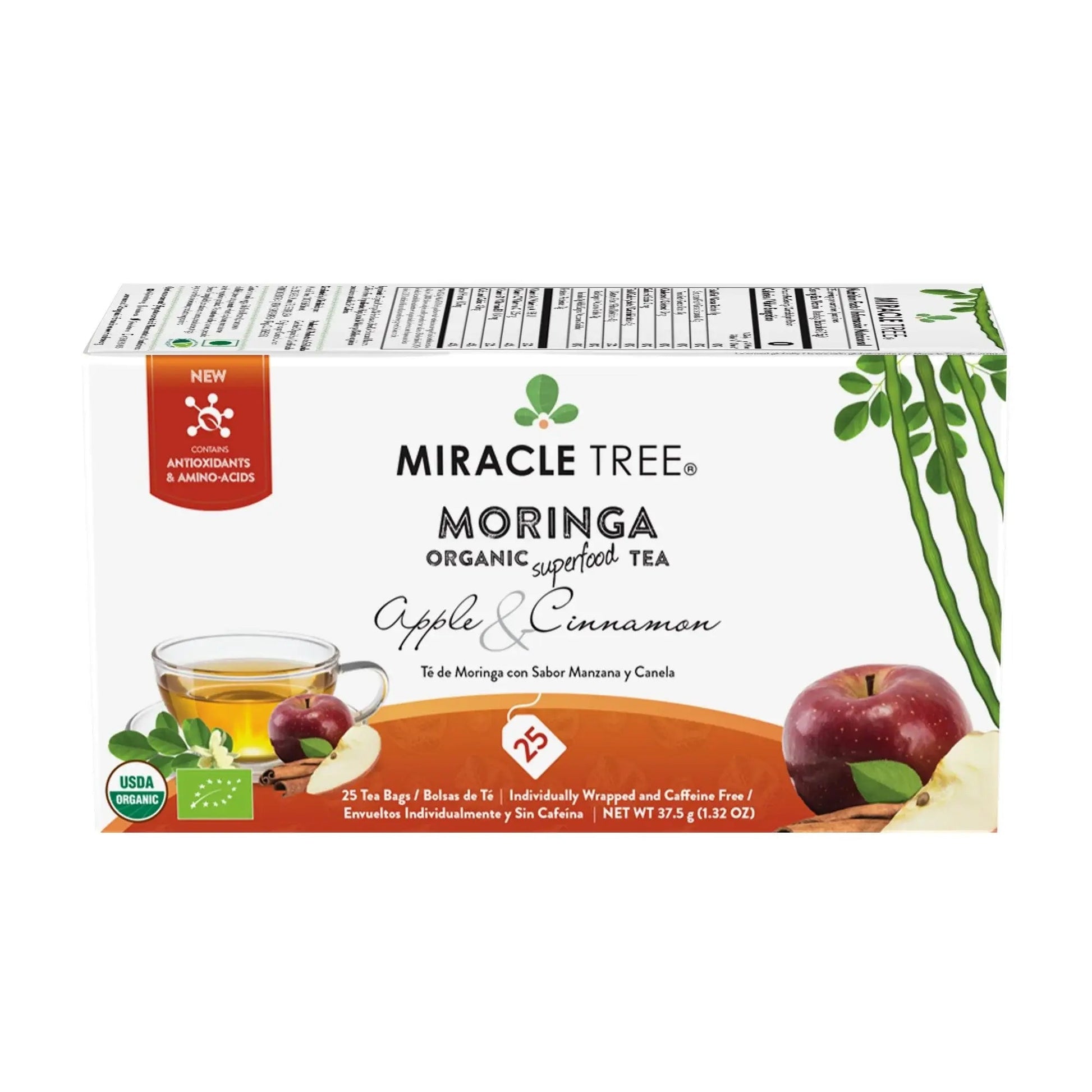Organic Moringa Tea - Apple & Cinnamon - Caffeine-Free Herbal Tea-0