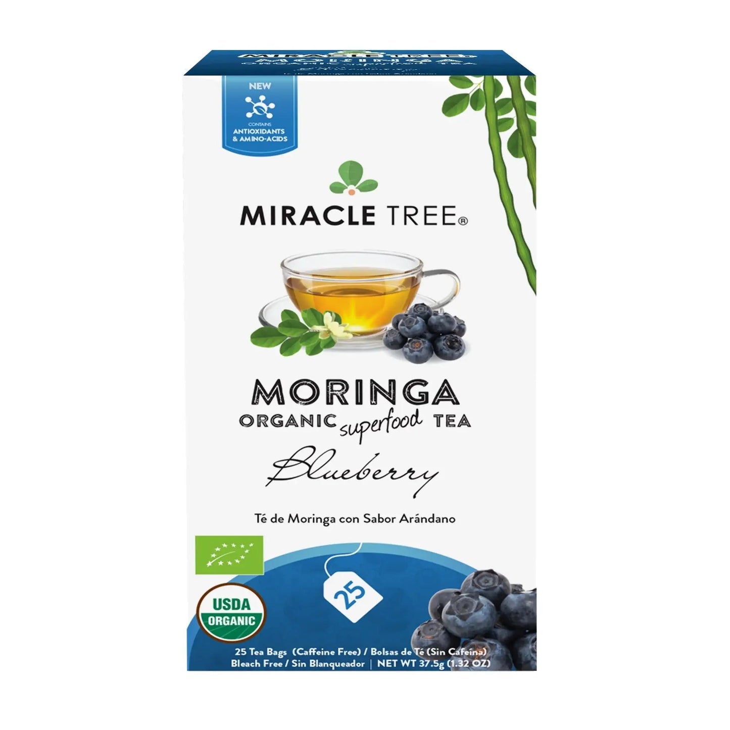 Organic Moringa Tea - Blueberry - Caffeine-Free Herbal Tea-1