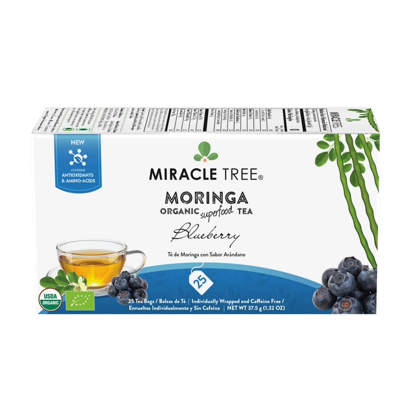 Organic Moringa Tea - Blueberry - Caffeine-Free Herbal Tea-0