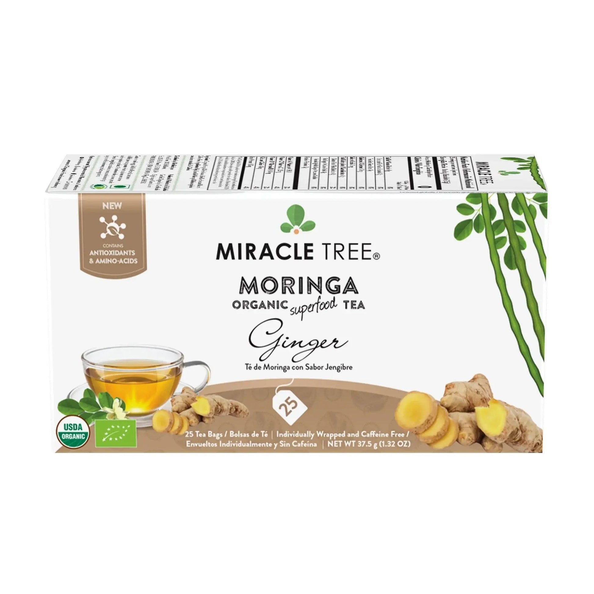 Organic Moringa Tea - Ginger - Caffeine-Free Herbal Tea-0