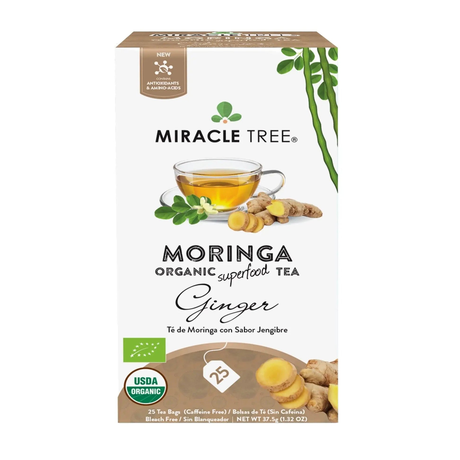Organic Moringa Tea - Ginger - Caffeine-Free Herbal Tea-1