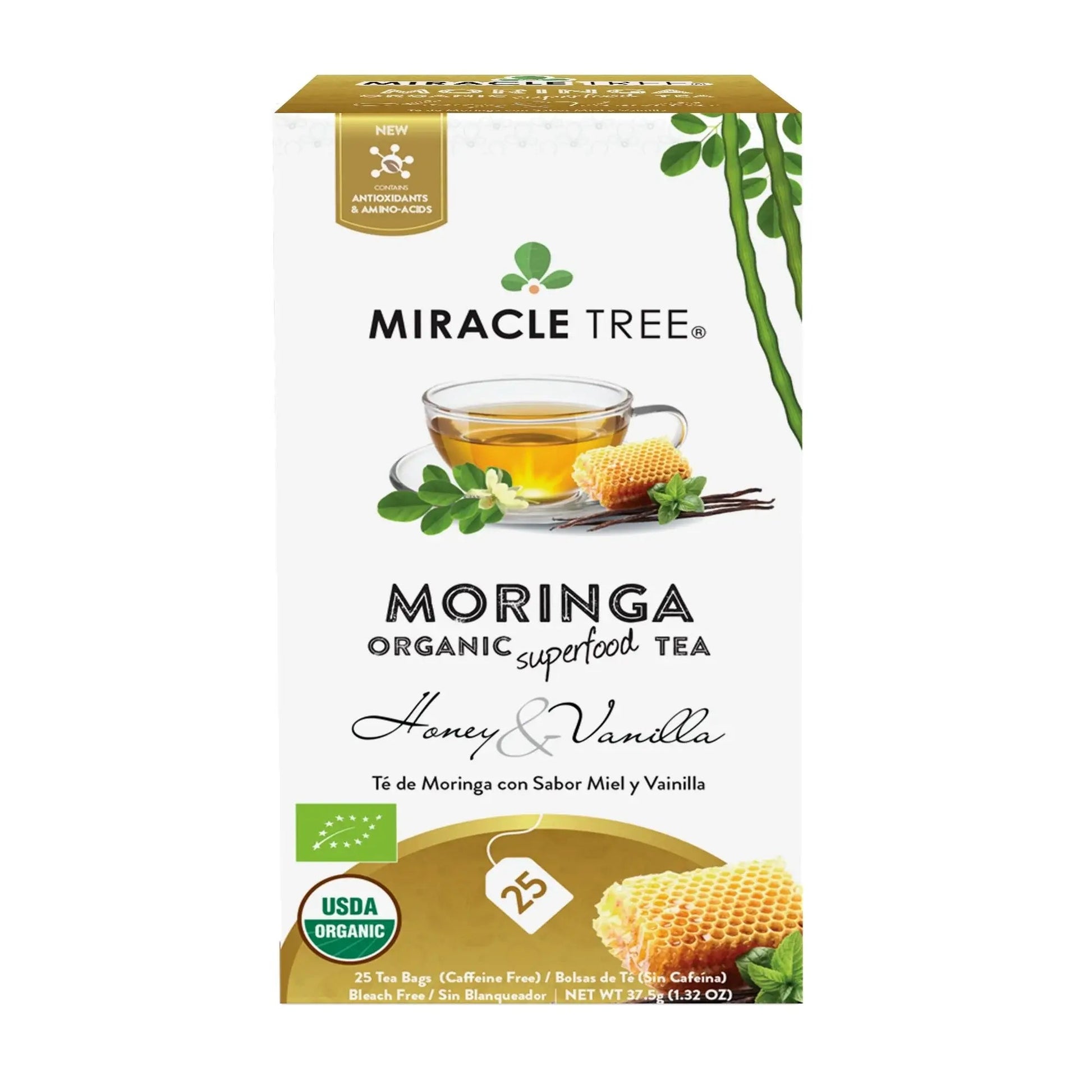 Organic Moringa Tea - Honey & Vanilla - Caffeine-Free Herbal Tea-1
