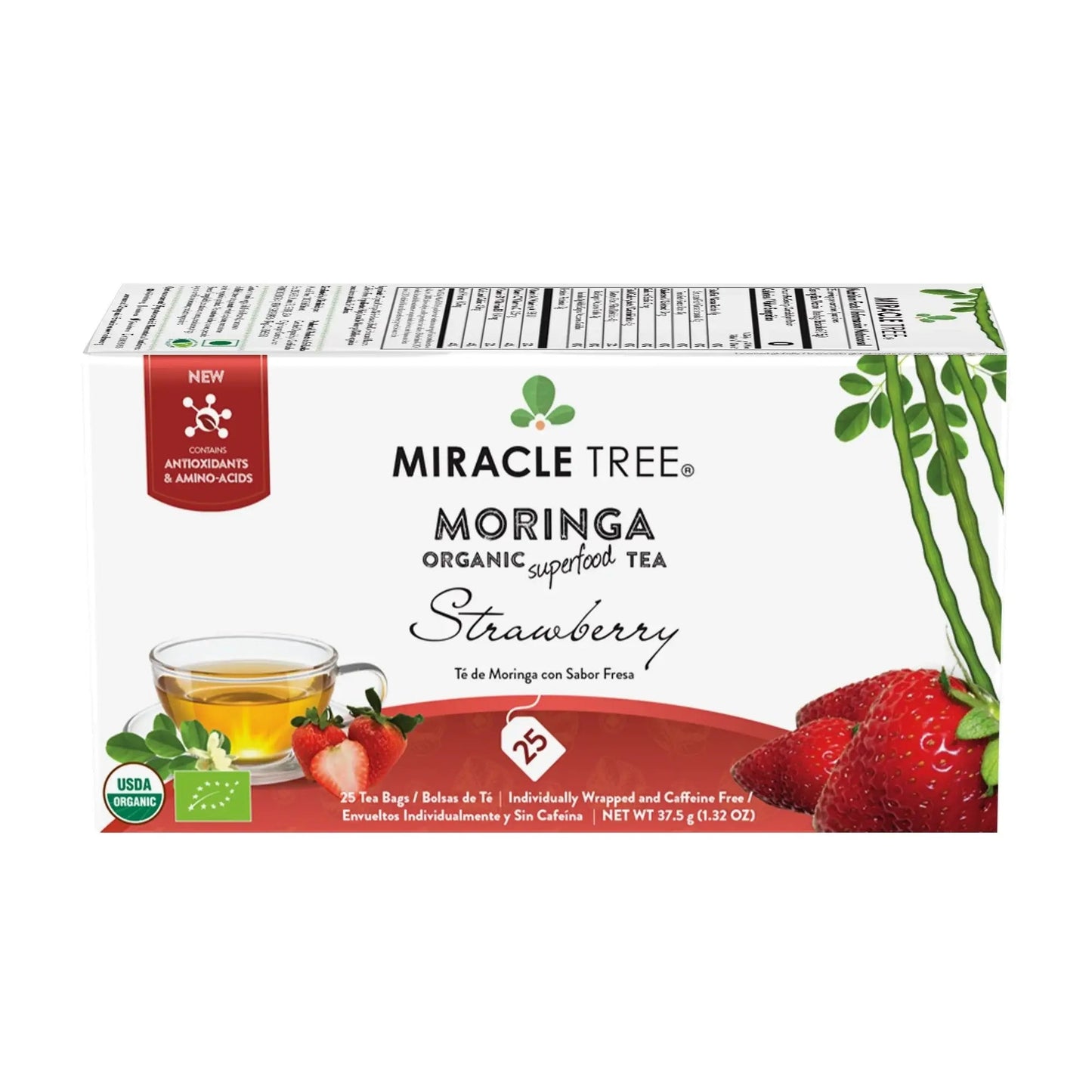 Organic Moringa Tea - Strawberry - Caffeine-Free Herbal Tea-0