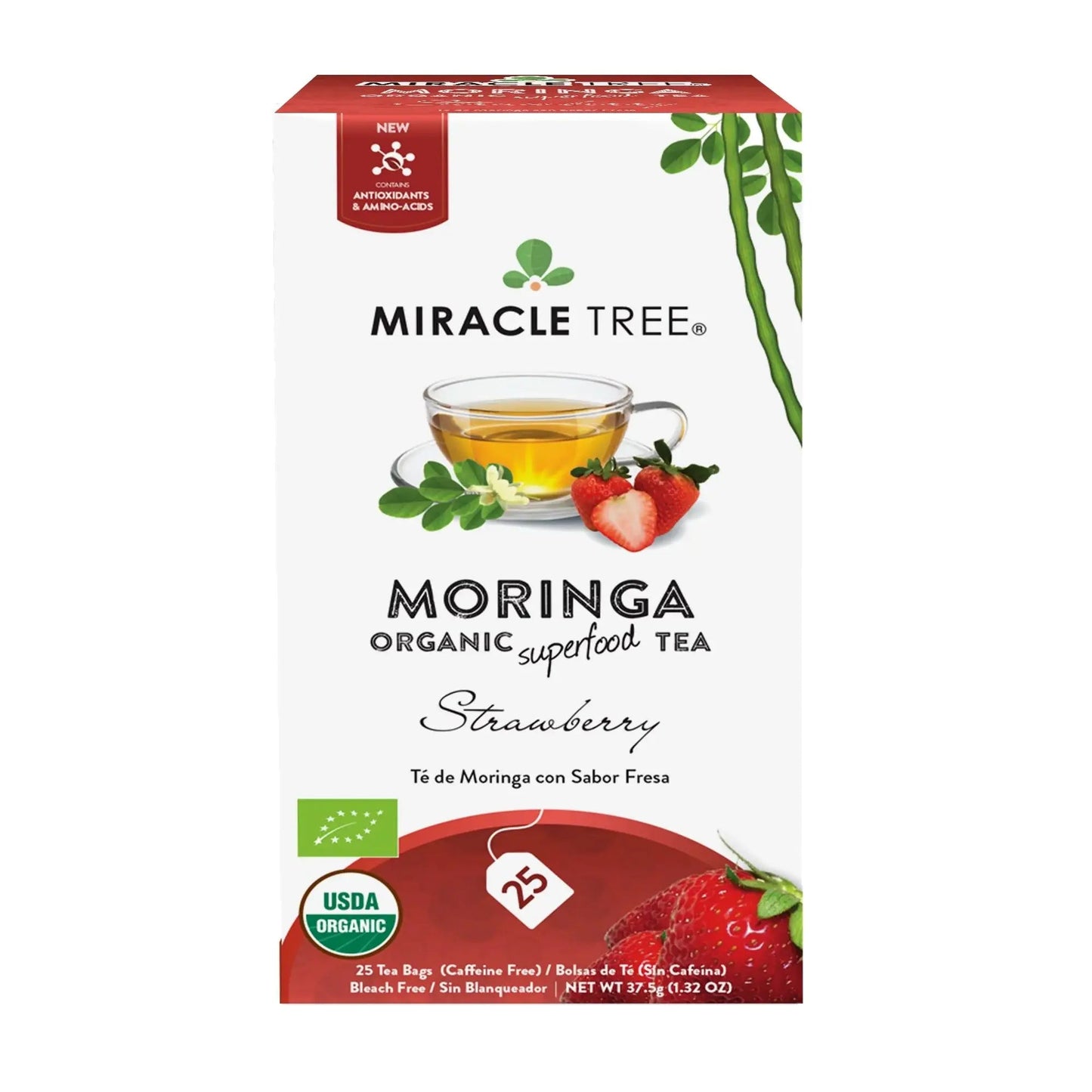 Organic Moringa Tea - Strawberry - Caffeine-Free Herbal Tea-1