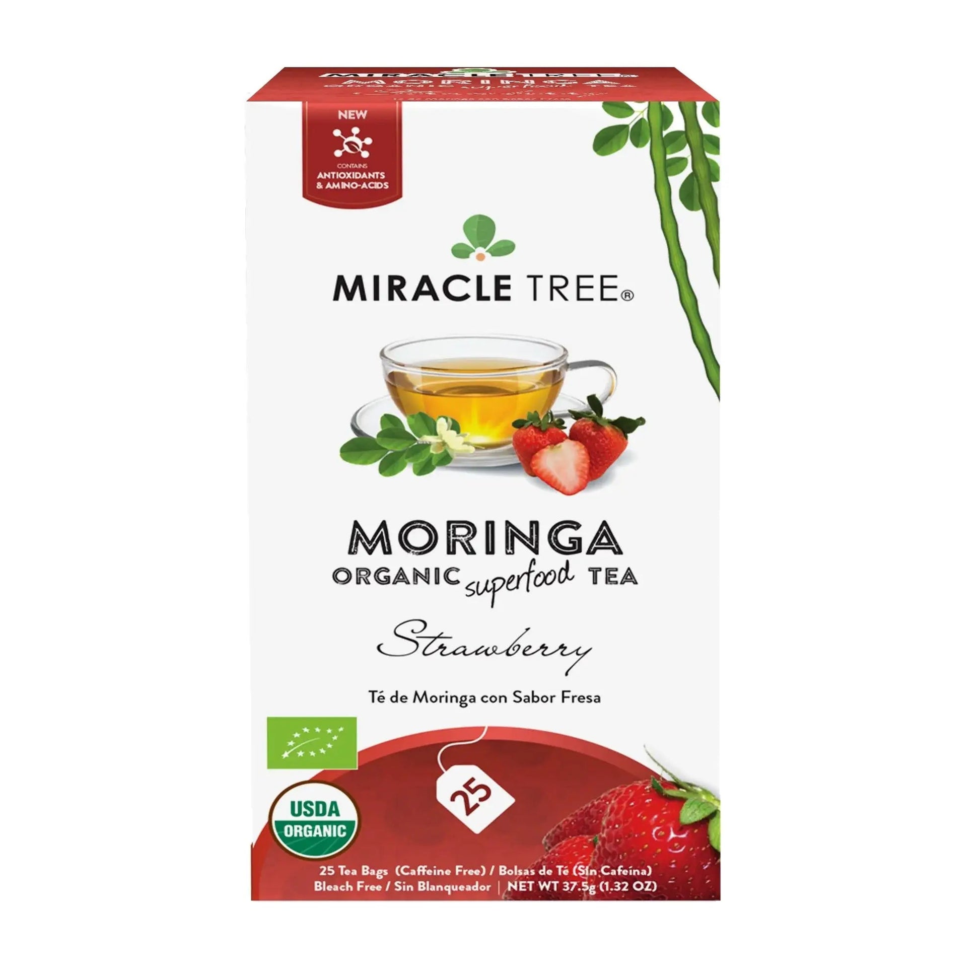 Organic Moringa Tea - Strawberry - Caffeine-Free Herbal Tea-1