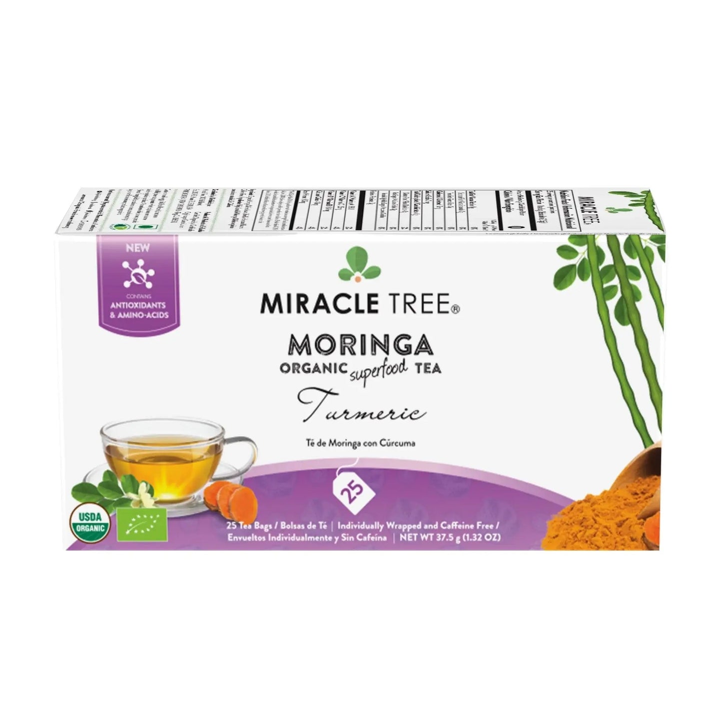 Organic Moringa Tea - Turmeric - Caffeine-Free Herbal Tea-0